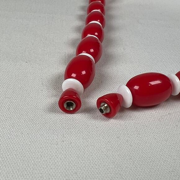 Avon 1987 Vintage Sunsations Red White Necklace Retro Chunky Statement - Picture 5 of 5